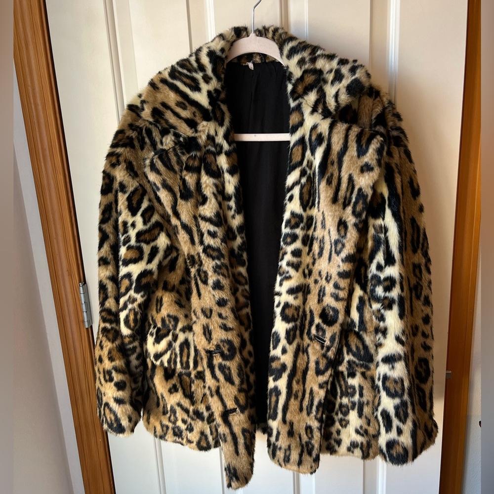 Free People Lux Faux Fur Leopard Jacket XS/S